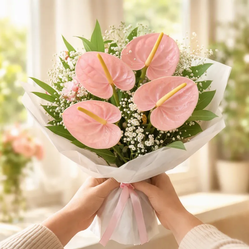Roze anthurium - afbeelding 3