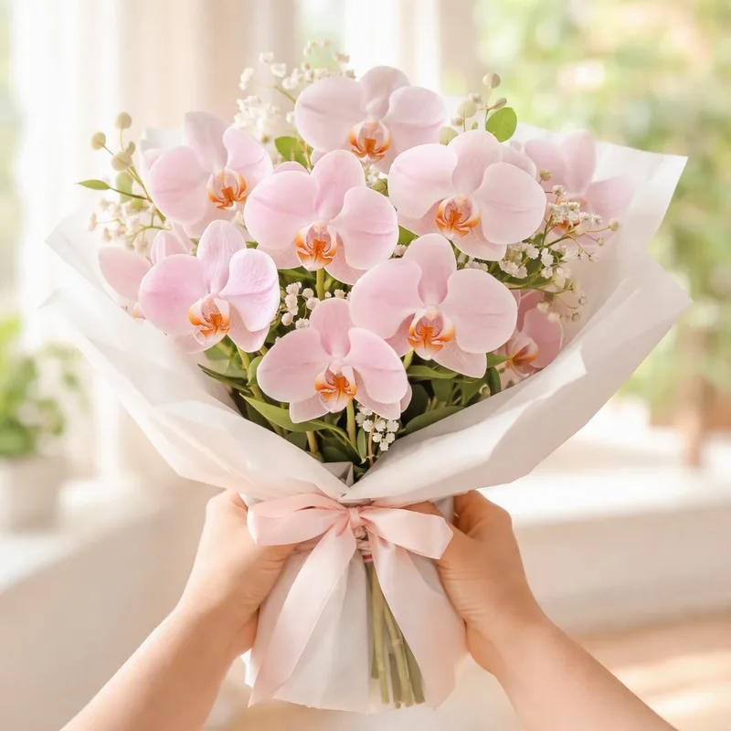 Roze bruidsorchidee - afbeelding 3