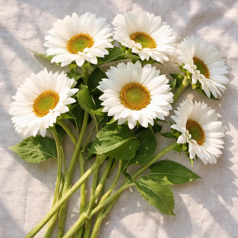 Witte zonnebloem - afbeelding 4