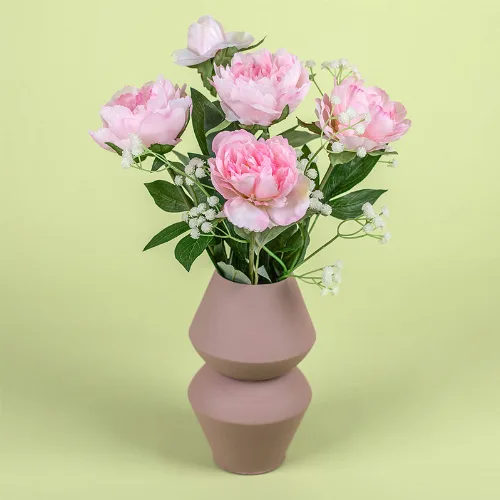 Zijden Kunstbloemen | Roze pioenen & vaas